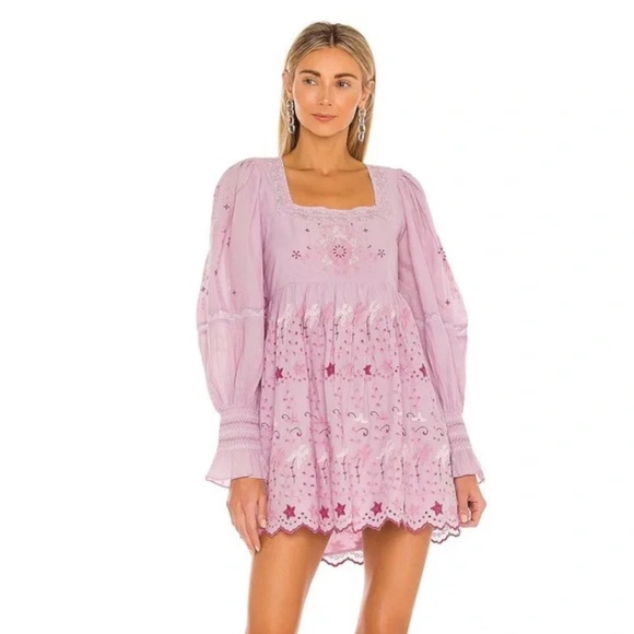 LoveShackFancy Freja Eyelet Puff-Sleeve Mini Dress - Picture 7 of 7